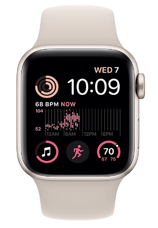 Apple Watch SE 2nd generation GPS 40mm Smart watch - Starlight Aluminium Case with Starlight Sport Band - Regular Fitness  Sleep Tracker Crash Detection Heart Rate Monitor Water Resistant